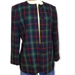 Colloectiond Vintage Plaid Scoop Neck Blazer